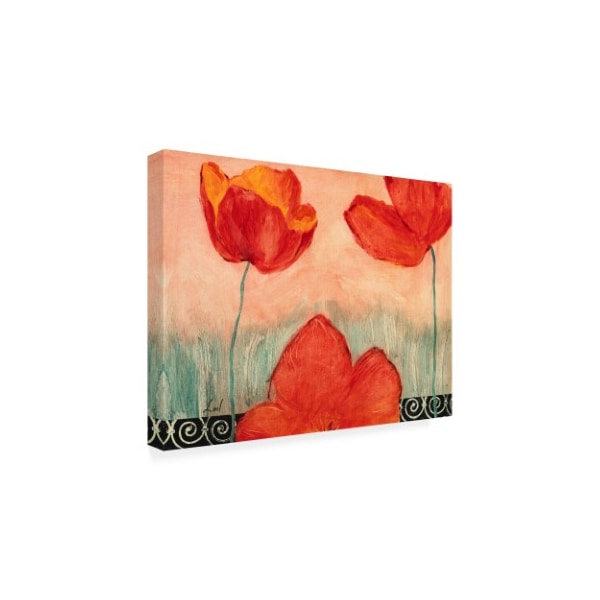 Pablo Esteban 'Watercolor Red Flowers 1' Canvas Art,14x19